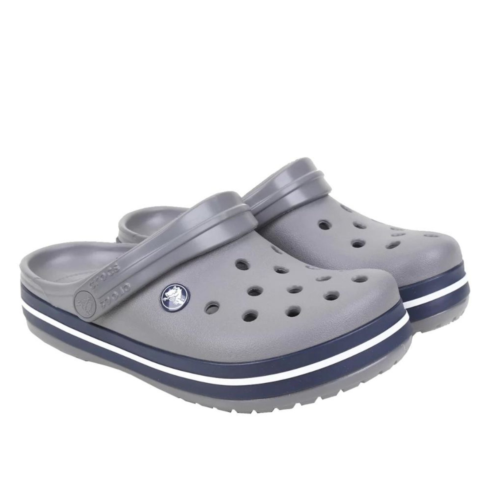 crocs cinza e laranja