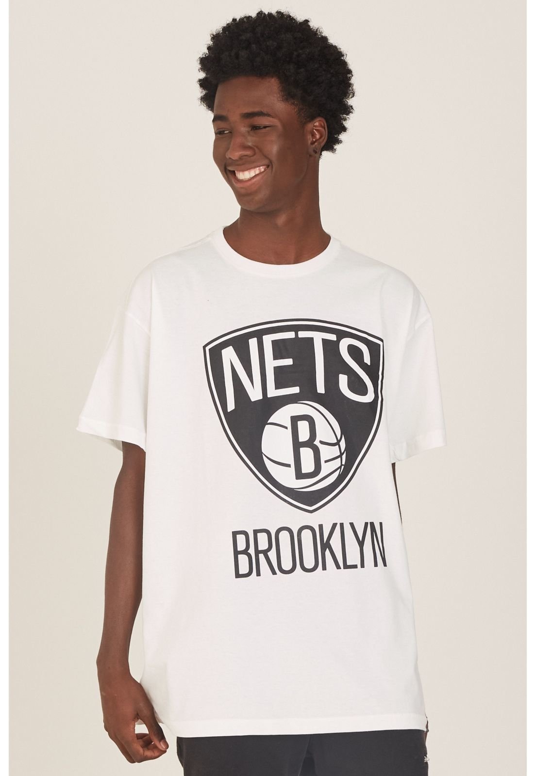 Camiseta NBA Plus Size Estampada Boston Celtics Casual Off White