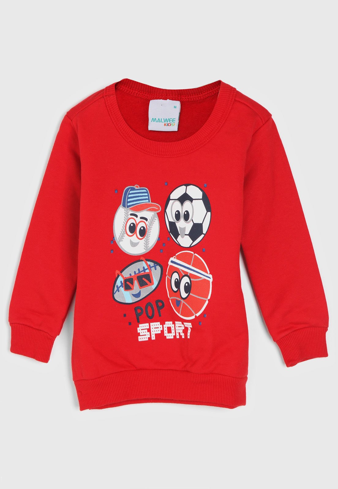 Blusa de Moletom Malwee Kids Infantil Sport Vermelha