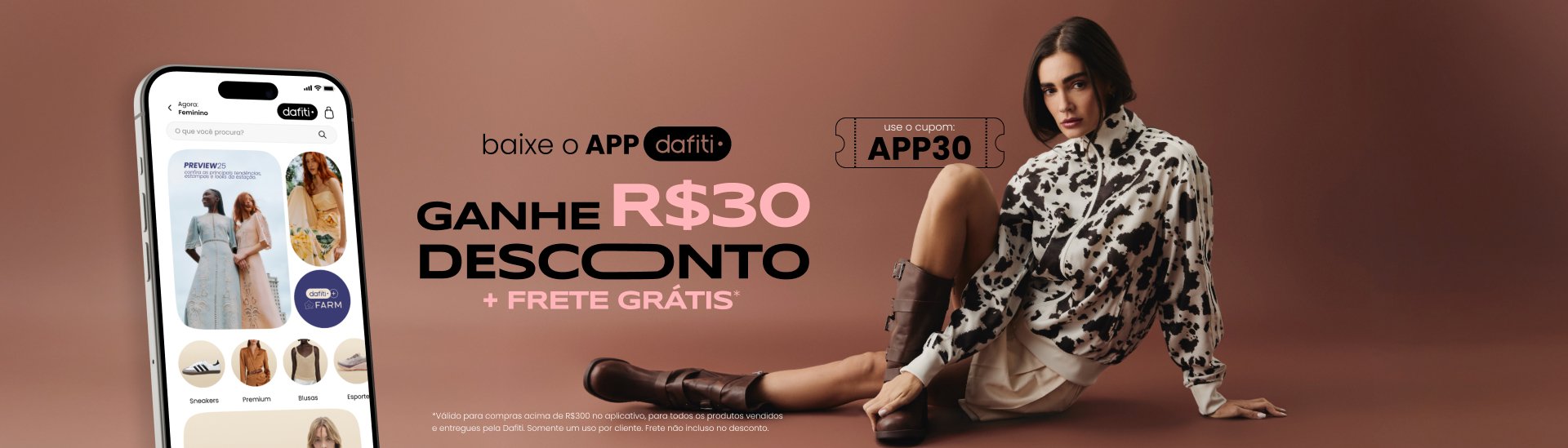 Banner principal, baixe o app e ganhe R$30,00 de desconto e frete grátis