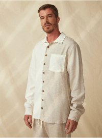Camisa manga longa sustentável masculina branca